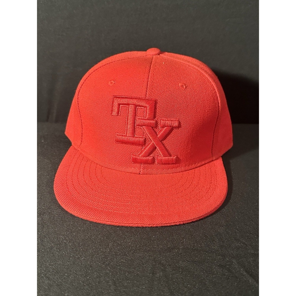 Pit Bull‎ Texas Red Fitted Hat | Flat Bill Embroidered Cap Large Size TX Style